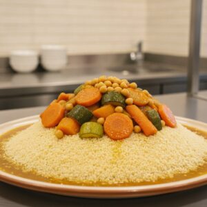 Ориенталски кускус със зеленчуци и нахут на пара