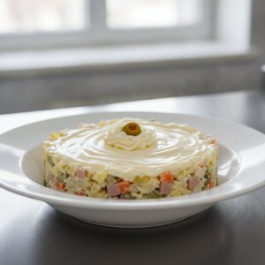 Руска салата Оливие с майонеза и зеленчуци