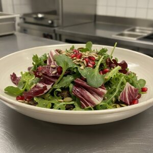 Салата с нар, радичио, рукола и портулак в купа