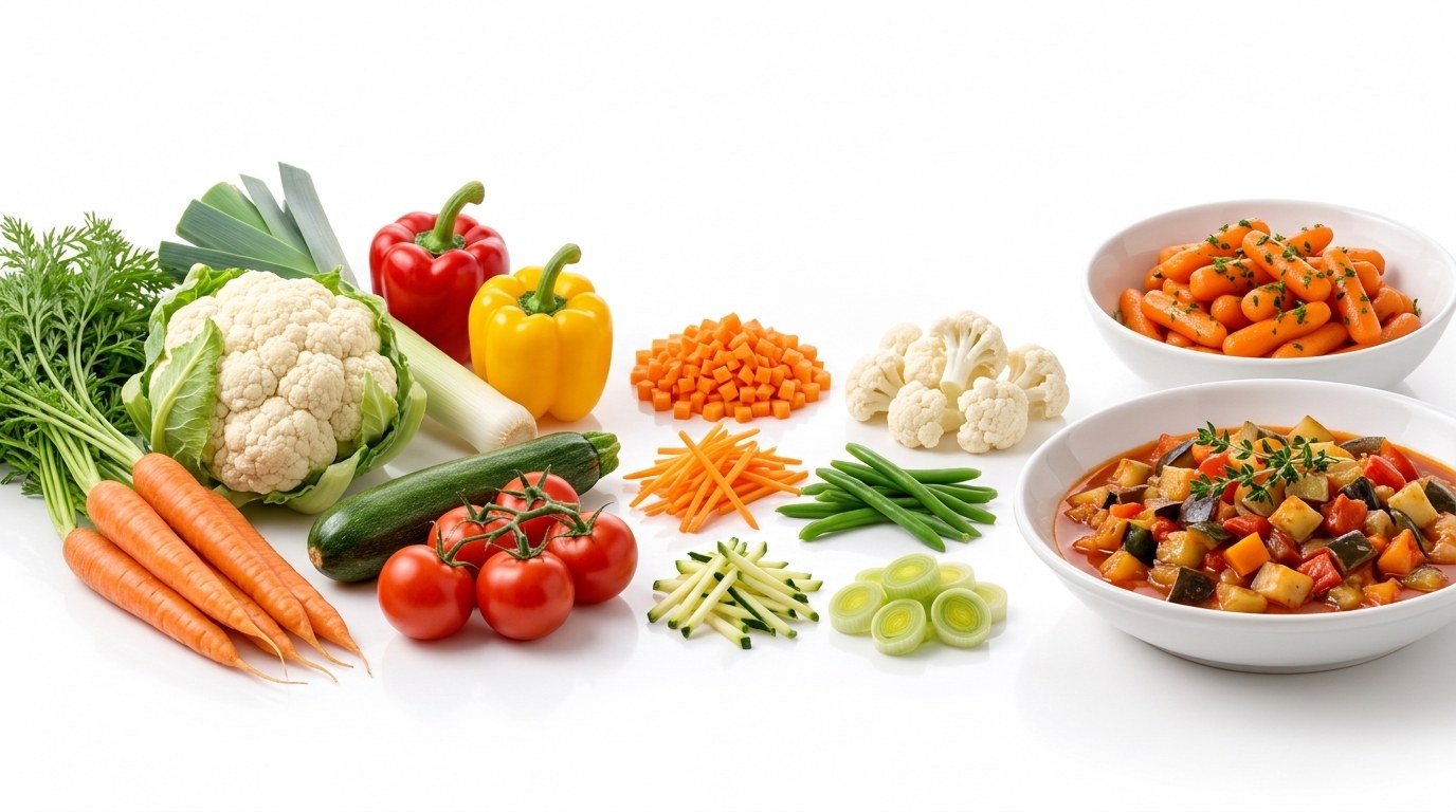 Зеленчуци: суров продукт, нарязани заготовки и готови зеленчукови ястия